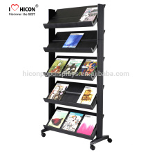 Create Positive Shopping Experience Floor Stand Book Letuo Magazine Retail Metal Display Rack Store Shelf Display Unit On Wheels